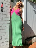 tnnzeet panelled sexy backless knit dress for women beachwear summer 2022 elegant fashion sleeveless shift dresses clothes