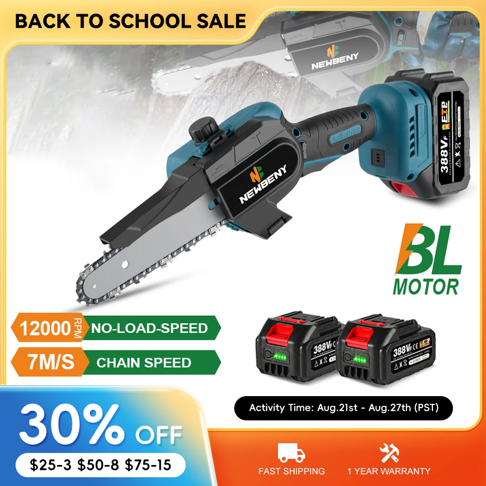 6 Inch Brushless Cordless Electric Chain Saw Rechargeable Pruning Logging Saw Garden Wood Cutting Tool For makita 18V Battery