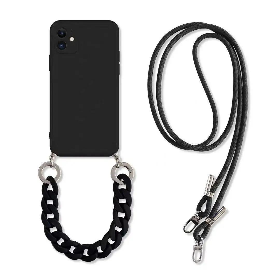Crossbody Lanyard Necklace Marble chain silicone case For Samsung Galaxy S21 S20 ultra 5G S8 S10 S9 Plus S10 Lite Note 20 8 9 10