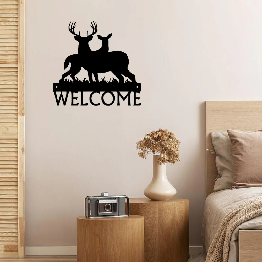 Добро Пожаловать Гостьовый Олень Бак Художественные Наклейки На Стены Семейный