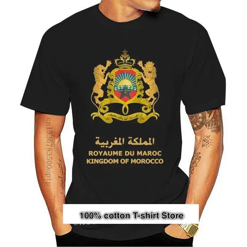

Camiseta de dibujos animados del Reino de Marruecos, camiseta estándar de Royaume Du Maroc, negra, novedad de verano