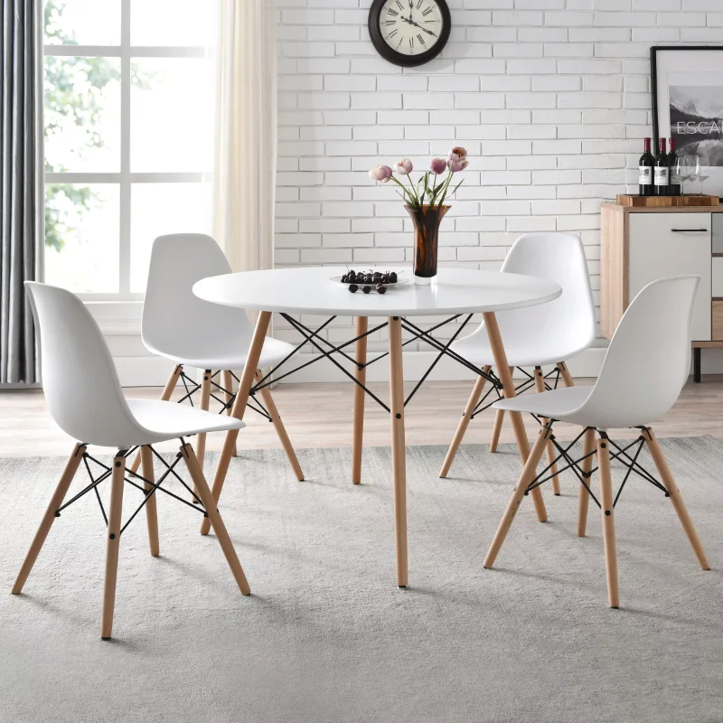 Mainstays Mid-Century Modern Dining Chair, Set of 4, White a
