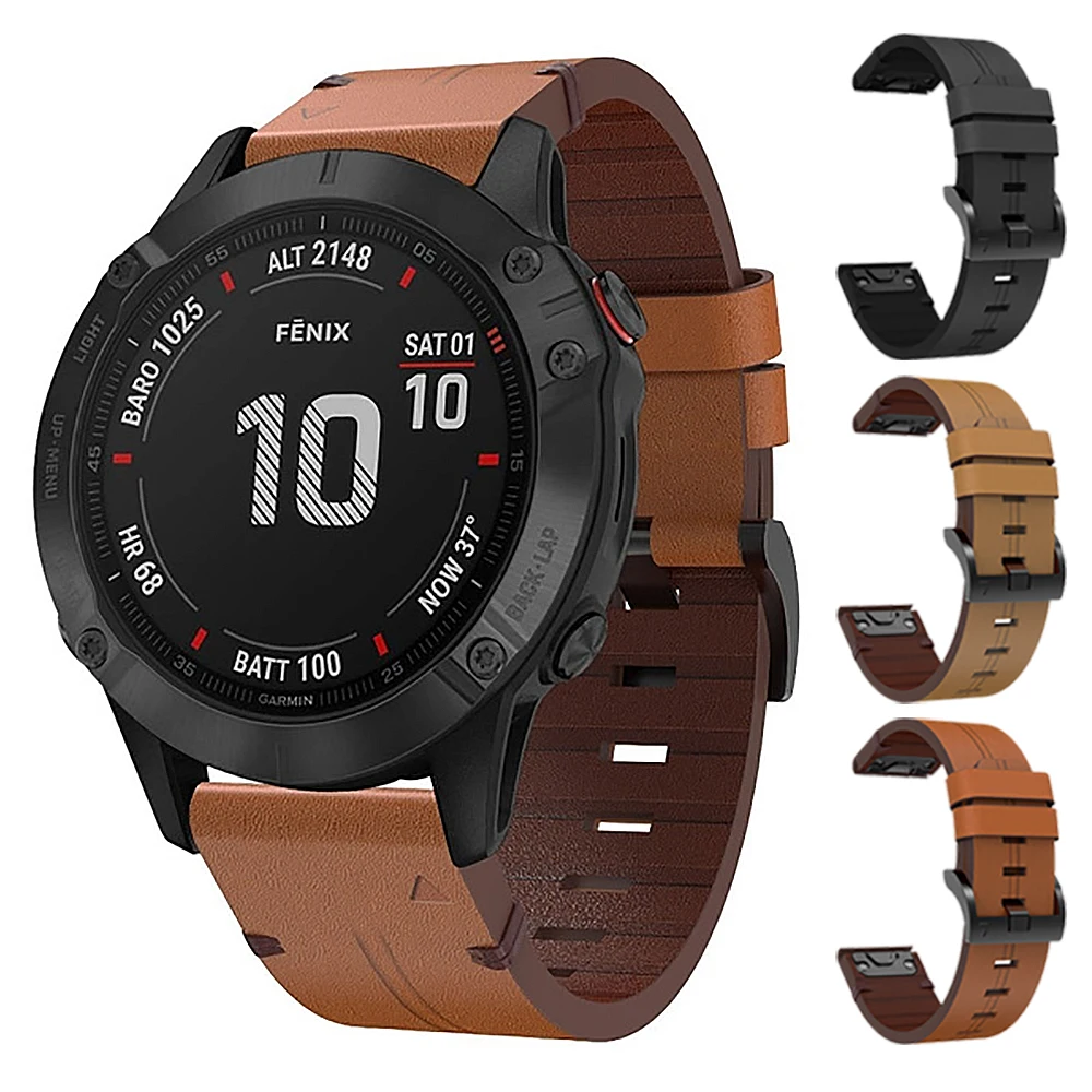 

Кожаный ремешок для Germin Fenix 6X 6 Pro 5 5S Plus, умный ремешок для часов Garmin Fenix 3 5x quatix 5 forerunner 945 и т. д.