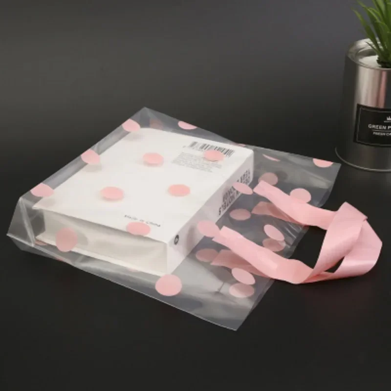 

50 шт., розовые/белые точечные сумки-тоуты