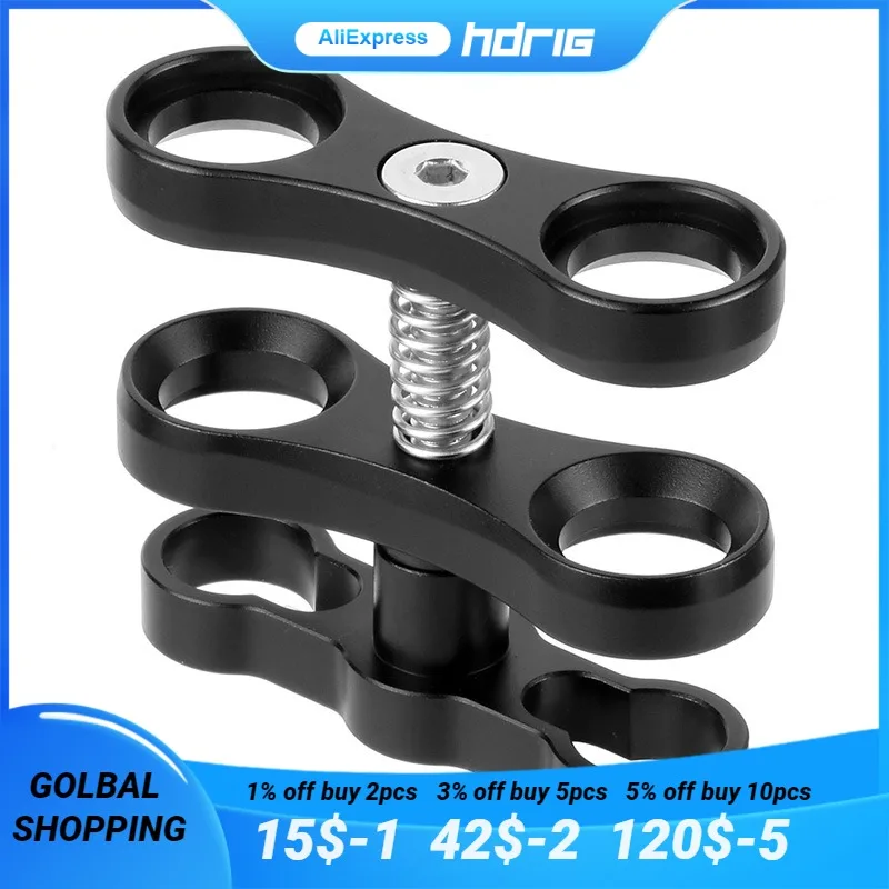 

HDRIG 1Inch Ball Butterfly Clip Ball Head Adapter Diving Lights Arm 360 Bracket Holder Adapter For Gopro Osmo Camera Accessories