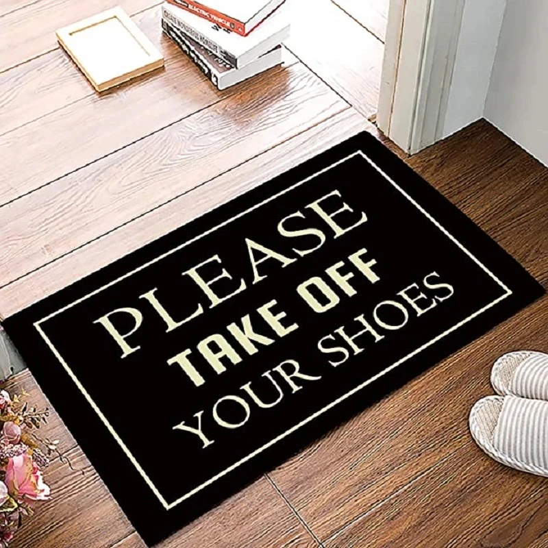 

Please Take Off Your Shoes Doormat Luxury Home Decorations Indoor Entrance Mats Rugs Non Slip Flannel Front Door Welcome Mat