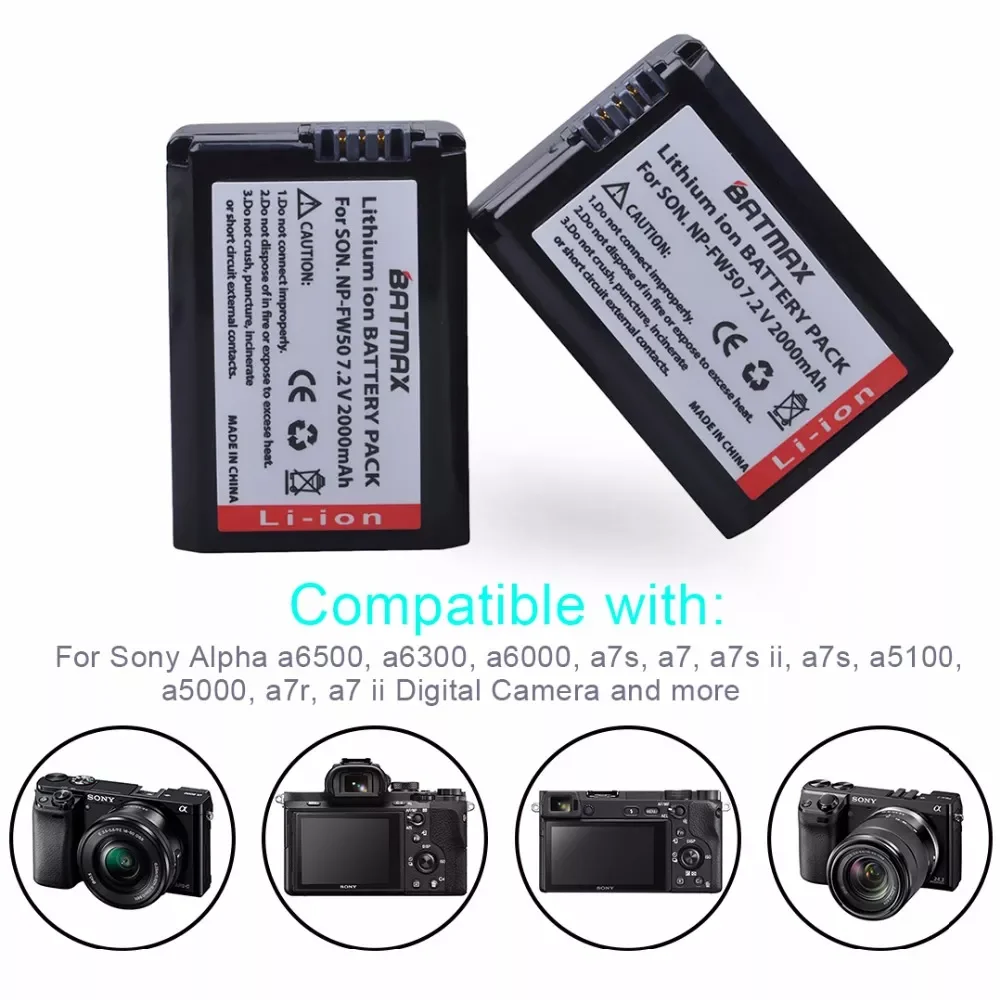 Аккумулятор Sony Alpha NP-FW50 NP FW50 2000mAh 2 шт двойное зарядное устройство аккумулятор + ЖК