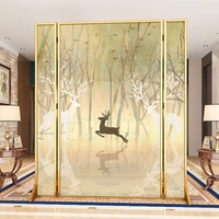nordic light luxury art screen partition entrance living room bedroom partition decoration metal mobile screen elk