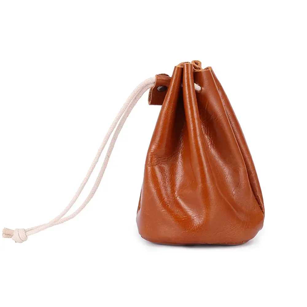 

Simple creative coin purse woman retro oil wax cowhide multi-functional small coin lipstick storage cute headphone bag