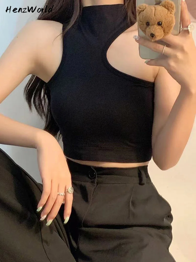 

Женская одежда HenzWorld, Трикотажные сексуальные укороченные топы с открытыми плечами, топ с лямкой на шее, женский бюстгальтер со встроенным б...