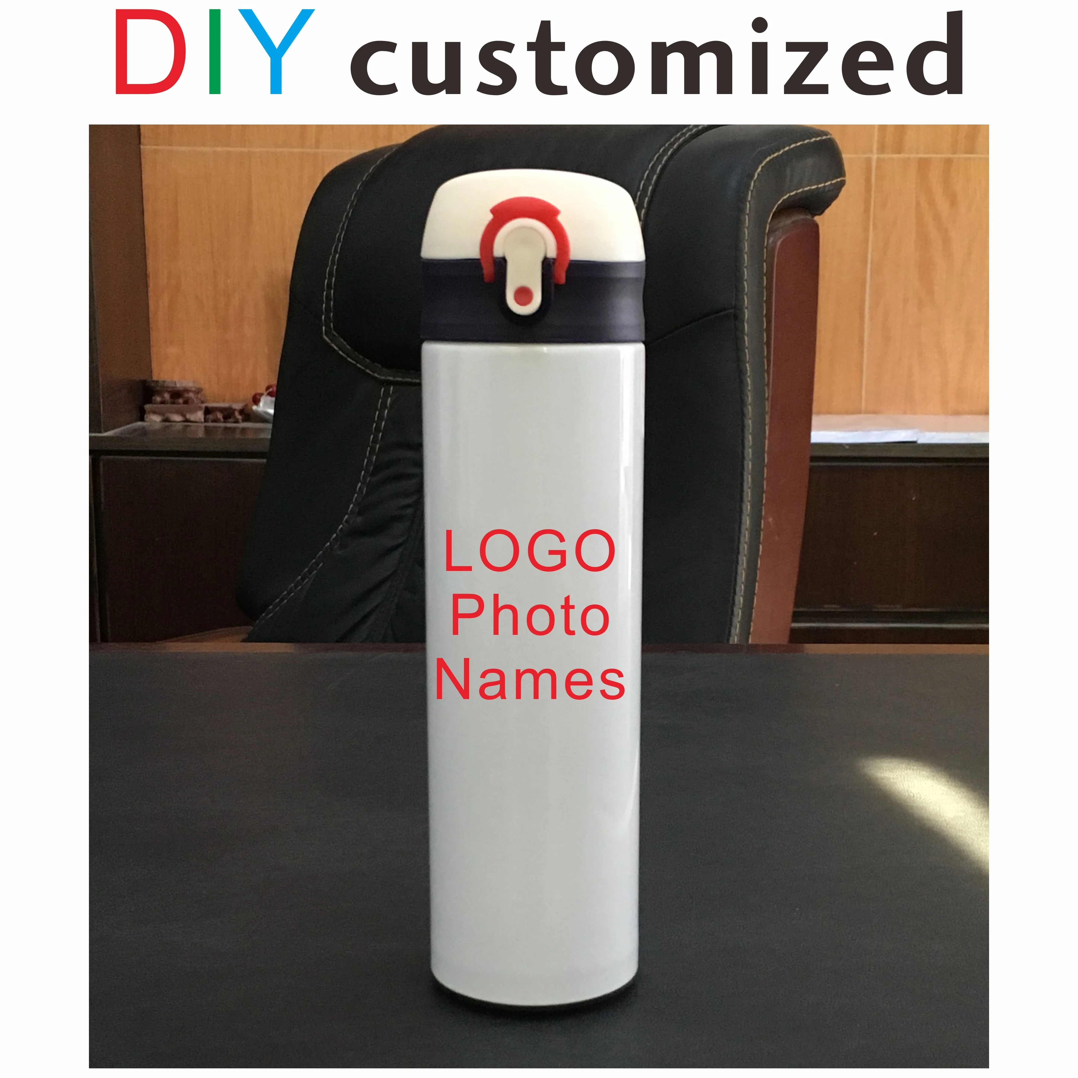 Diy Customized Colorful Print Logo Photo Text 304 Stainless Steel Vacuum Water Cup Business Gift In-car