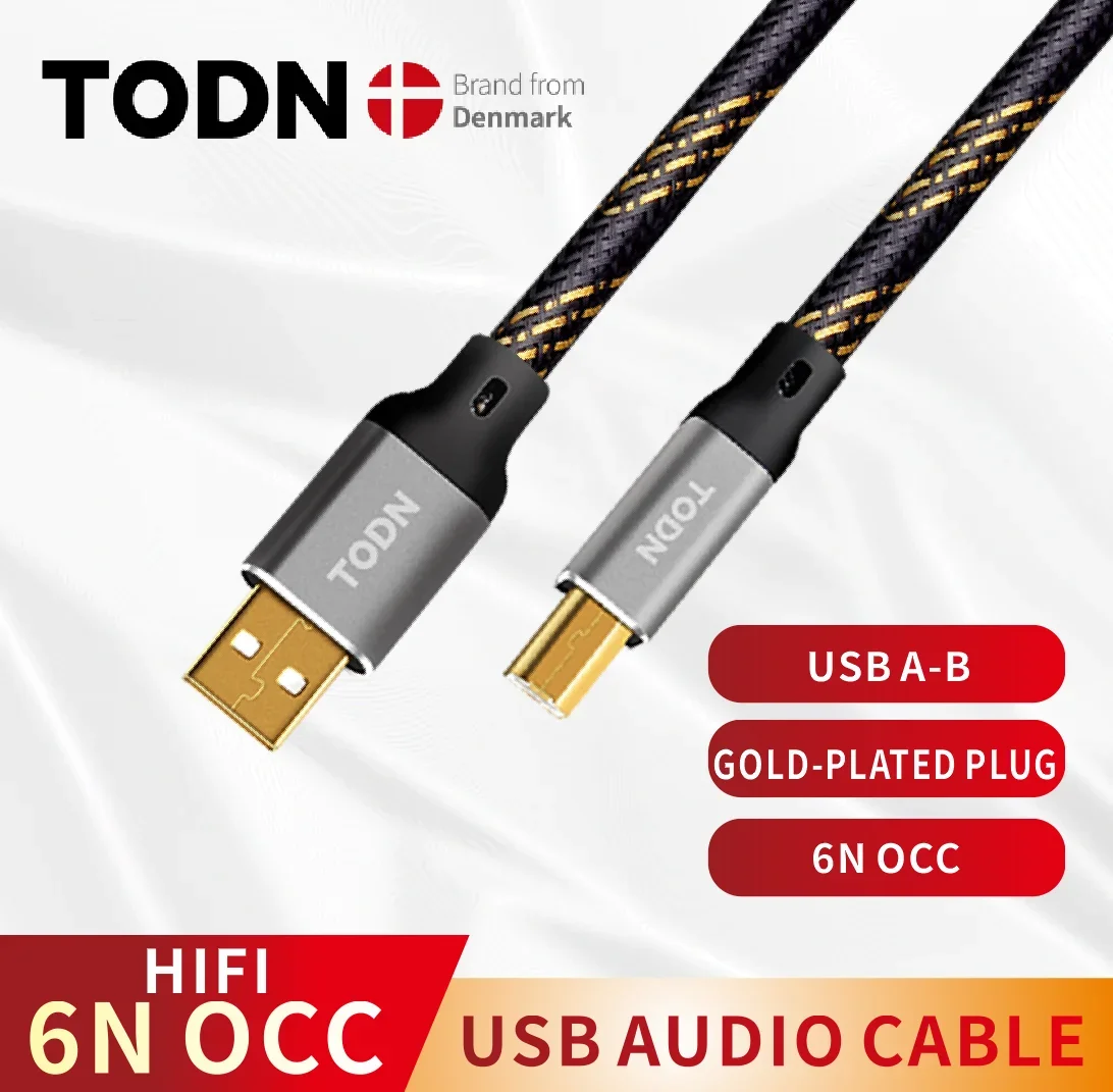 TODN Hi-Fi USB-кабель Высокое качество 6N OCC Тип A к Type B цифровой аудиокабель для передачи