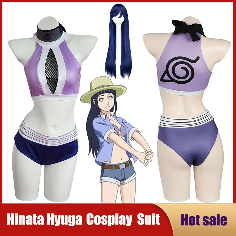 

Anime Game Hyuga Hinata Shippuden Cosplay Costume Sexy Swimsuit Dress Wig Bikini Women Swimwear Outfits Halloween Carnival Suit