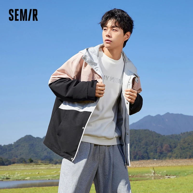 

Semir Jacket Men 2022 Spring New Tooling Three-Proof Jacket Men'S Stitching Clothes Casual Hooded Men'S Sports