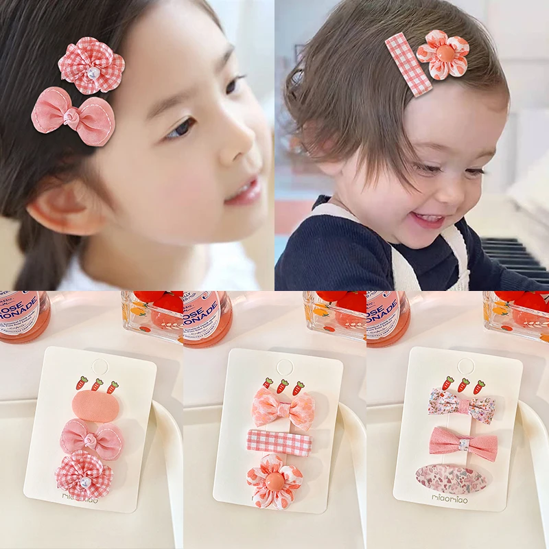 

3 шт./компл. милые детские заколки для волос с бантом в виде цветов из сетчатой ткани для девочек, милые детские аксессуары для волос