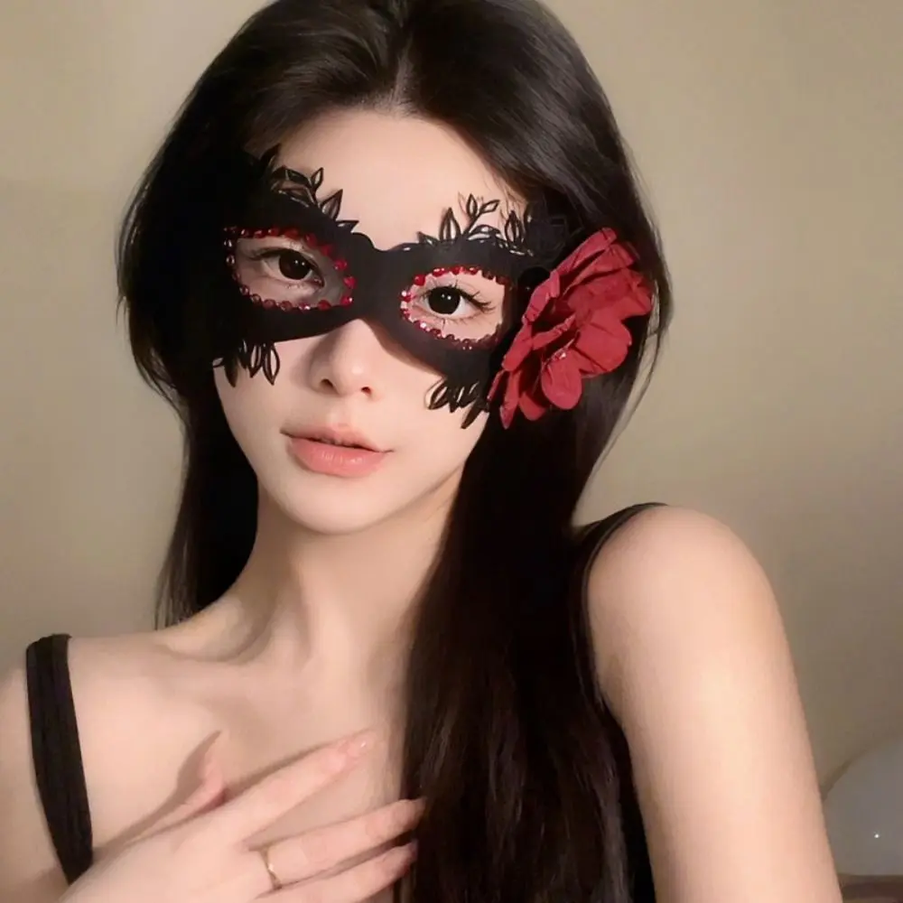 Модная черная цветочная полумаска для лица маскарадная вечеринка кружевная