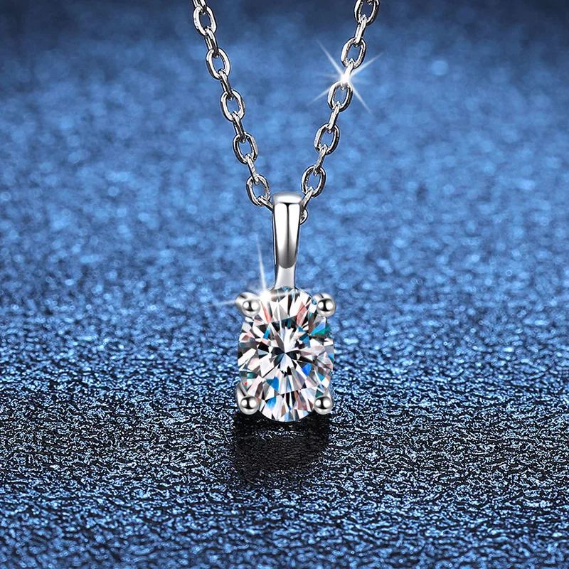 

1ct Oval Moissanite Pendant Necklace Women Platinum Plated D VVS1 Lab Diamond Charm Necklace 925 Sterling Silver Pass Tester