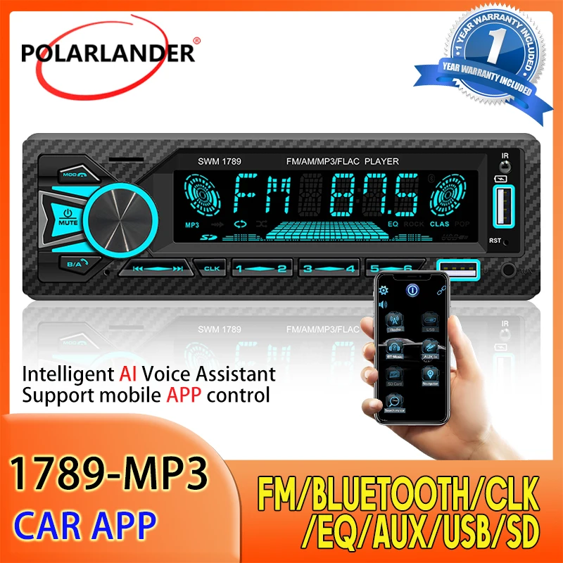 

Автомагнитола 1 Din с функцией копирования звука, Bluetooth, смартфоном, управлением через приложение, 60 Вт * 4, 12 В, голосовой мультимедийный плеер с ии, BT, FM, USB, TF, AUX