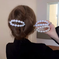 1pc pearls hairpins banana clips hair claws for women headwear hair clips ponytail holder barrettes fashion hair accessories