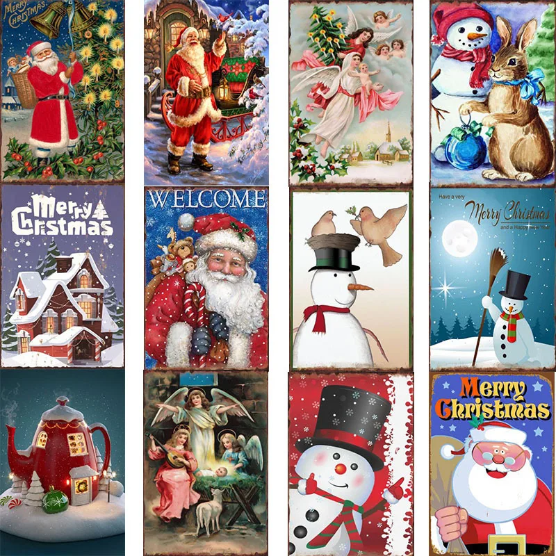 

Christmas tin painting bedroom living room bar wall decoration Mark iron painting
