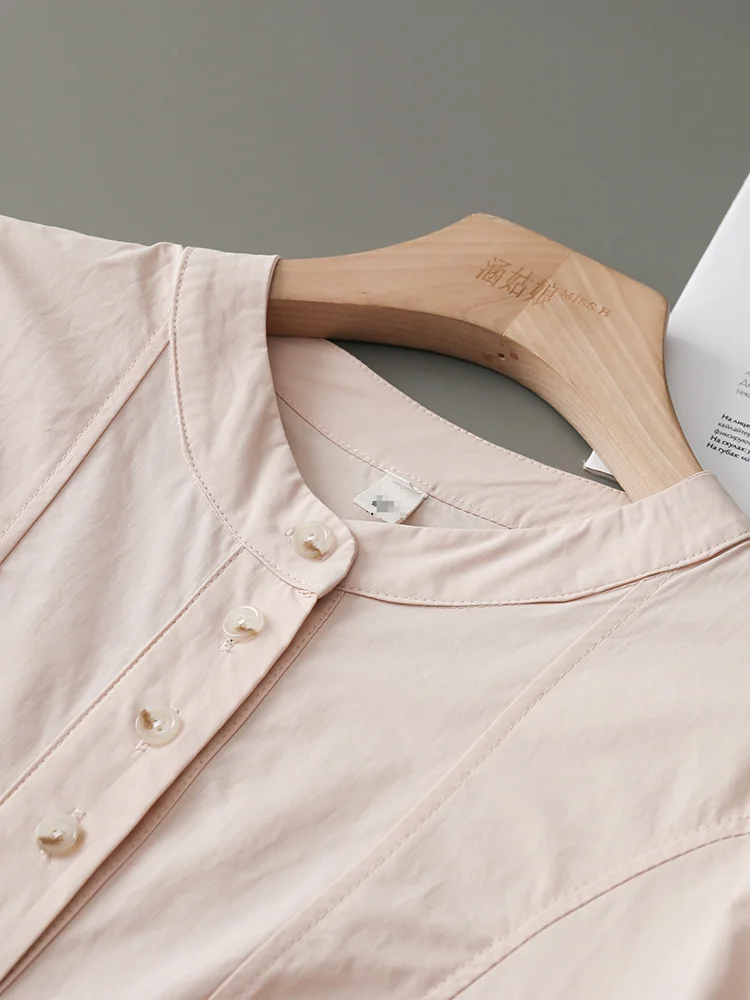 Рубашка женская с длинным рукавом и круглым вырезом осенняя