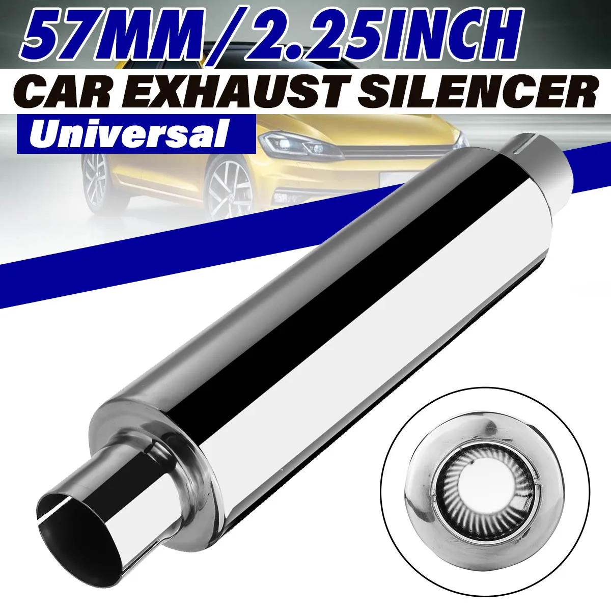 

2.25" 57mm Car Exhaust Resonator Muffler Tip Exhaust Tail Tube Silencer Stainless Steel Universal For Honda/Toyota/VW/Benz/Audi