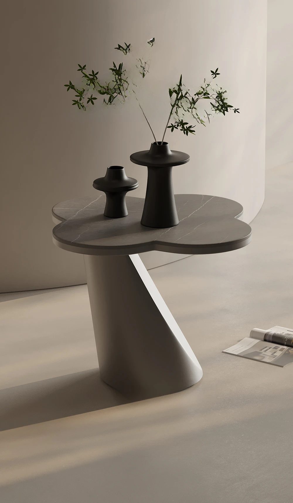 Designerski model sofy z kamiennej płyty o specjalnym kształcie Mały stolik kawowy Prosty narożny ze stali nierdzewnej