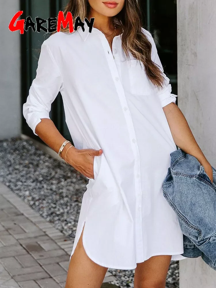 

Spring Dress Shirt Women Long 100% Cotton Elegant Beautiful Blouses with Collar Long Sleeve Green White Shirt for Women New 2022