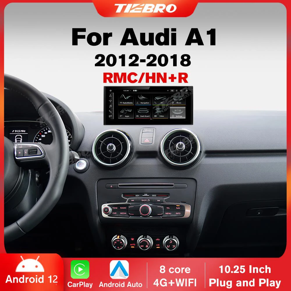 

TIEBRO 10,25 "Android 12 для Audi A1 LHD 2012-2018 RMC HN + R автомобильный радиоприемник, мультимедийный плеер Carplay Android Auto GPS BT, головное устройство