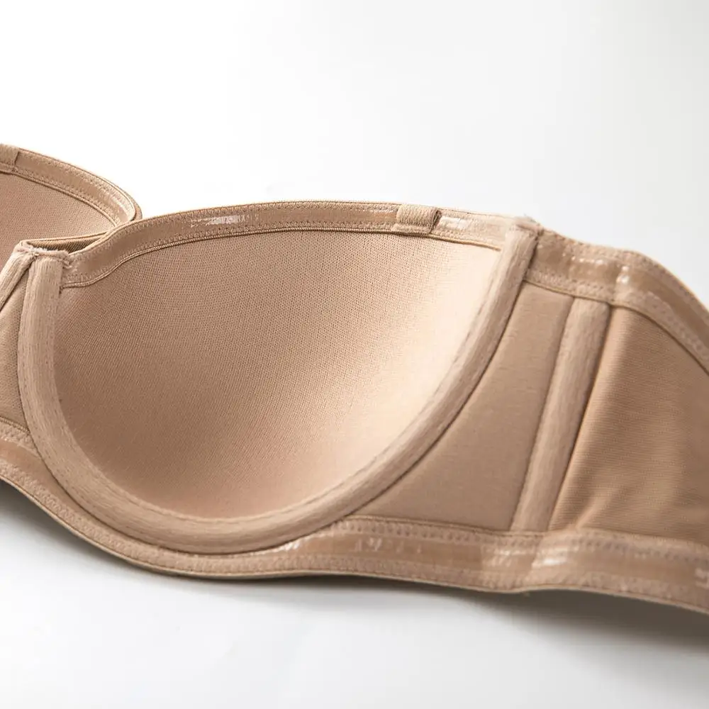 Женский бюстгальтер без бретелек пуш-ап из силикона с мягкими чашечками и