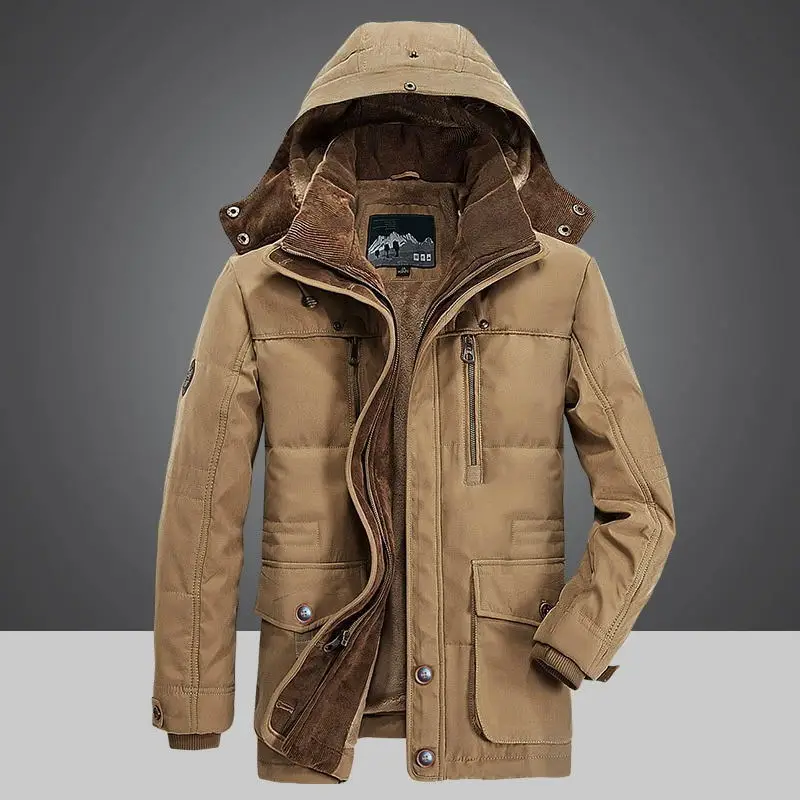 

Windproof Fleece Jacket Men Warm Thick Windbreaker Military Coats Winter Hooded Parkas Outerwear Overcoat High Quality Clothing