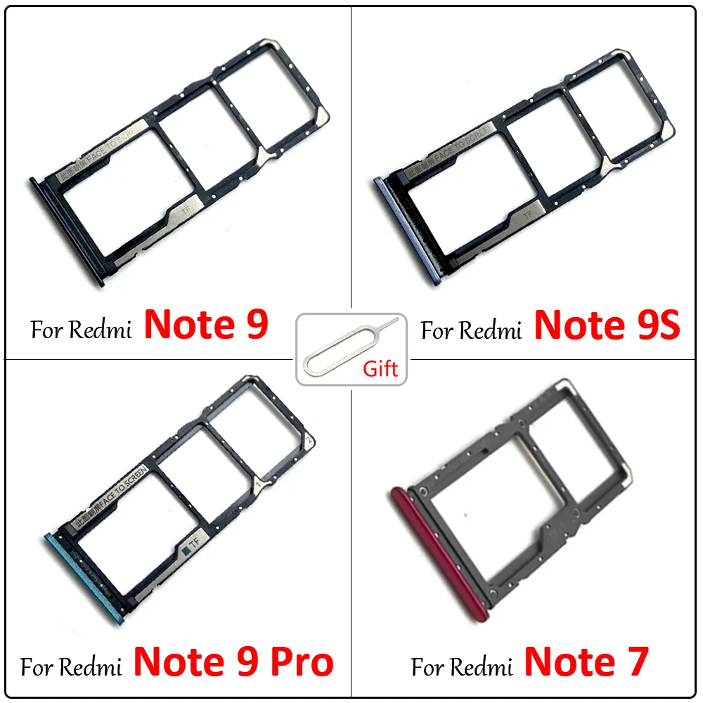 100% Original For Xiaomi Redmi Note 7 / Note 9 Pro 9S Nano SIM Card Holder Tray chip slot drawer Holder Adapter Socket With Pin