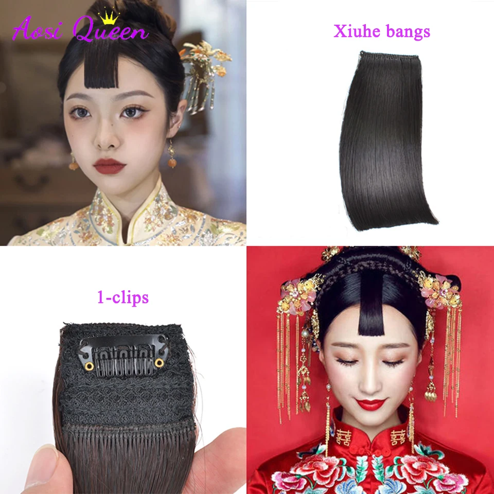 Пляжный головной убор Hanfu в стиле ретро с челкой парик для костюма гирлянда-Ципао