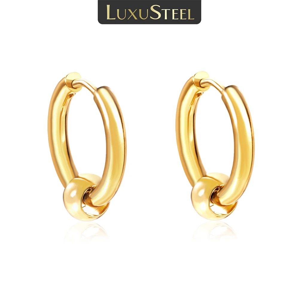LUXUSTEEL круглые серьги-кольца из бисера маленькие для женщин и мужчин нержавеющая