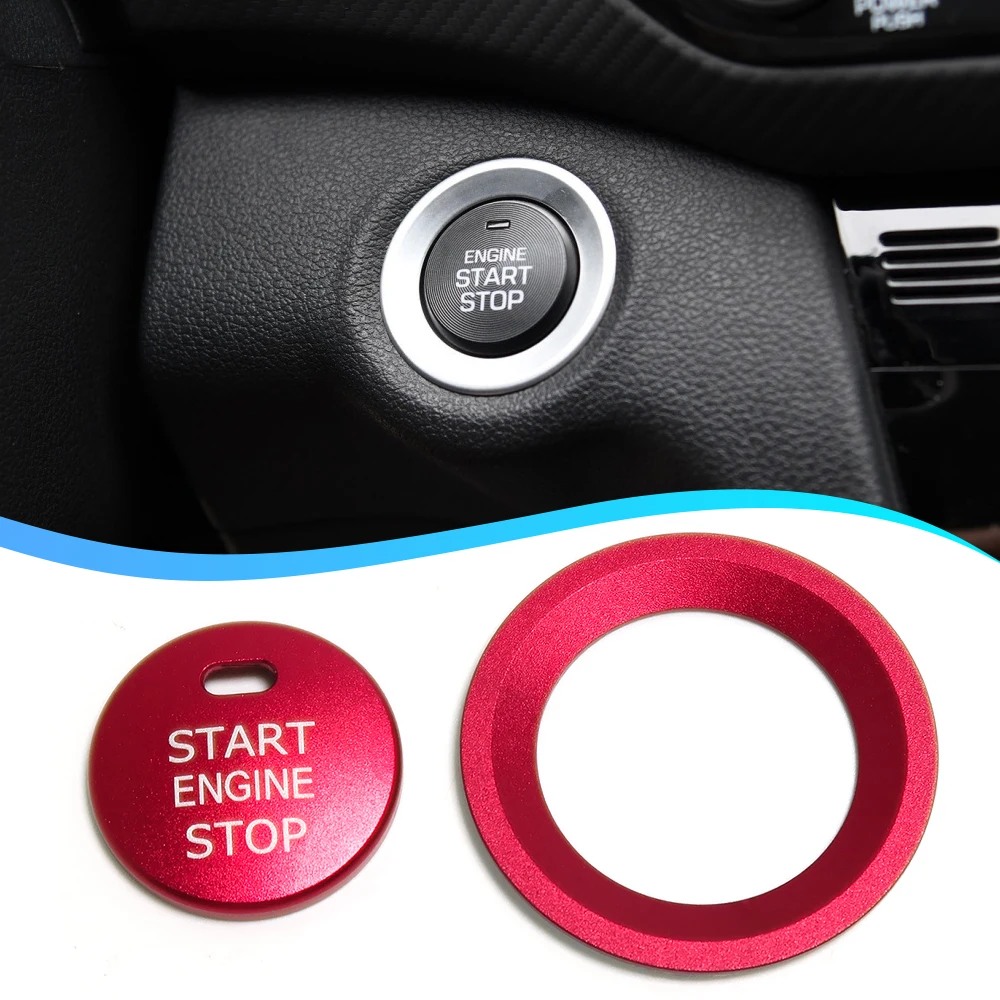 For Hyundai i30 i30N 2017-2020 Red Color Car Interior Start Stop Engine Ignition Push Button With Ring Styling Cover Trim