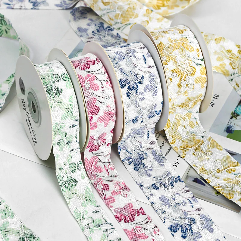 

2.5/3.6cm wide (9m /10 yards/roll) Lace Ribbon Decorative Gift Cloth Tape Handmade bow webbing wrapped bouquet