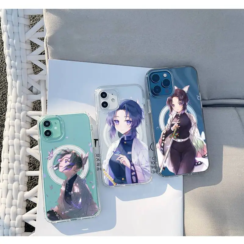 

Kochou Shinobu demon slayer anime Phone Case Transparent Magsafe Magnetic Magnet For iPhone 13 12 11 Pro Max Mini