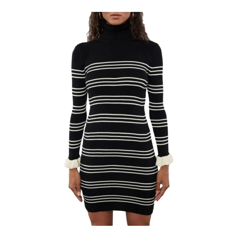 Trendyol TYZA Женские платья Полосатый повседневный трикотаж Slim Fit Водолазки со