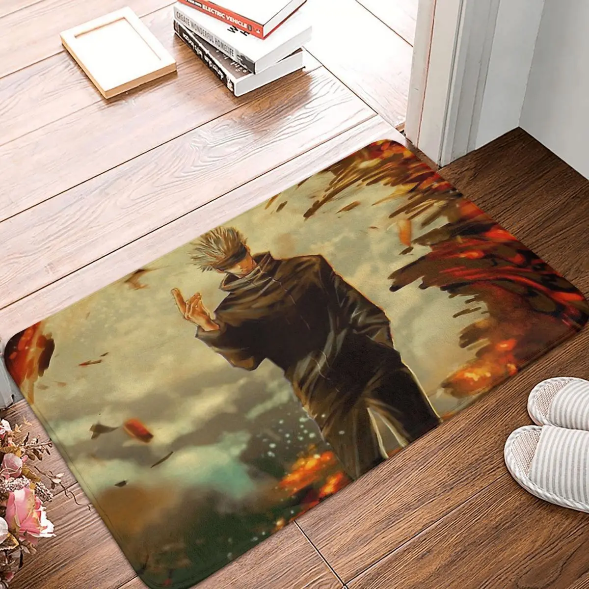 

Jujutsu Kaisen Juvenile Animation Non-slip Doormat Man Bath Bedroom Mat Prayer Carpet Flannel Pattern Decor