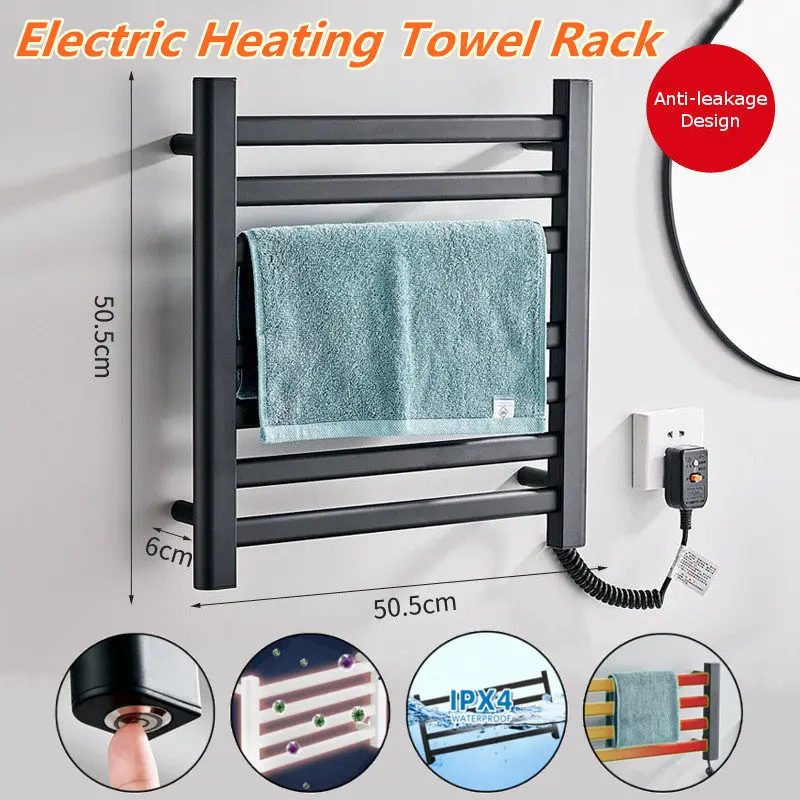 

Electric Heated Towel Rack Space Aluminum Towel Warmer Sterilizing Smart Towel Dryer Thermostatic Heating Rod Bathroom Fittings