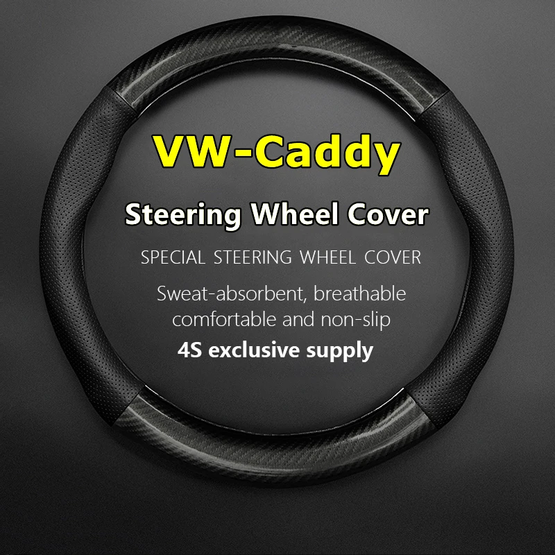

No Smell Thin For VW Volkswagen Caddy Steering Wheel Cover Genuine Leather Carbon Fiber 2006 2011 2013 2016 2018