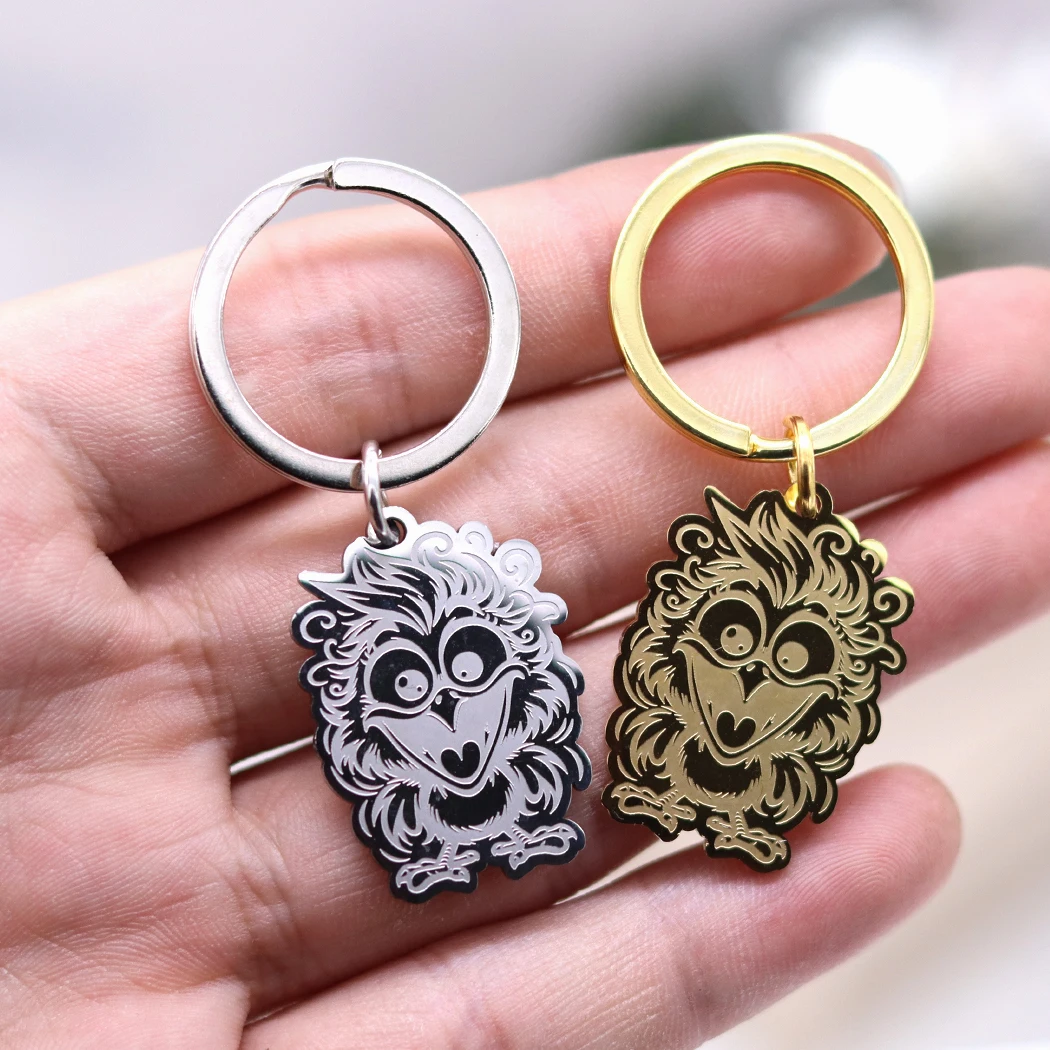 Милый мультяшный бриллиант брелок для ключей кольцо колье из нержавеющей стали