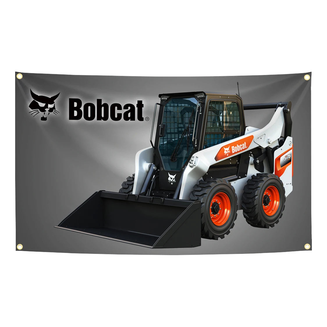Фото Флаг-гобелен 90x150 см с изображением экскаватора и газонокосилок Bobcats One Tough Animal, полиэстер, цифровая печать, баннер, настенное украшение №3