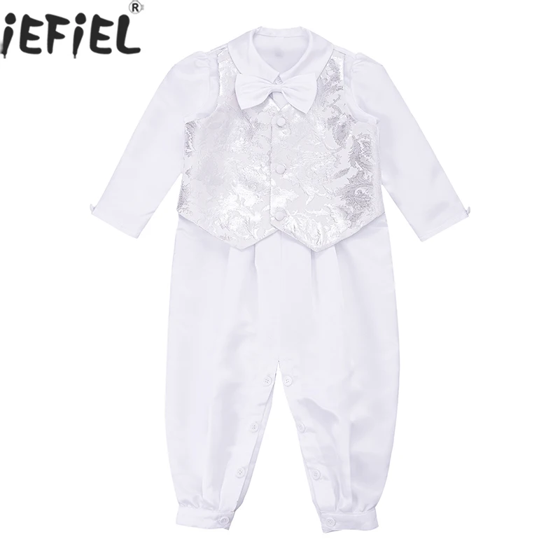 

Newborn Baby Boy Clothes Gentleman 1st Birthday Suit Christening Romper Jumpsuit Toddler Boys Wedding Party Suit for Baptism