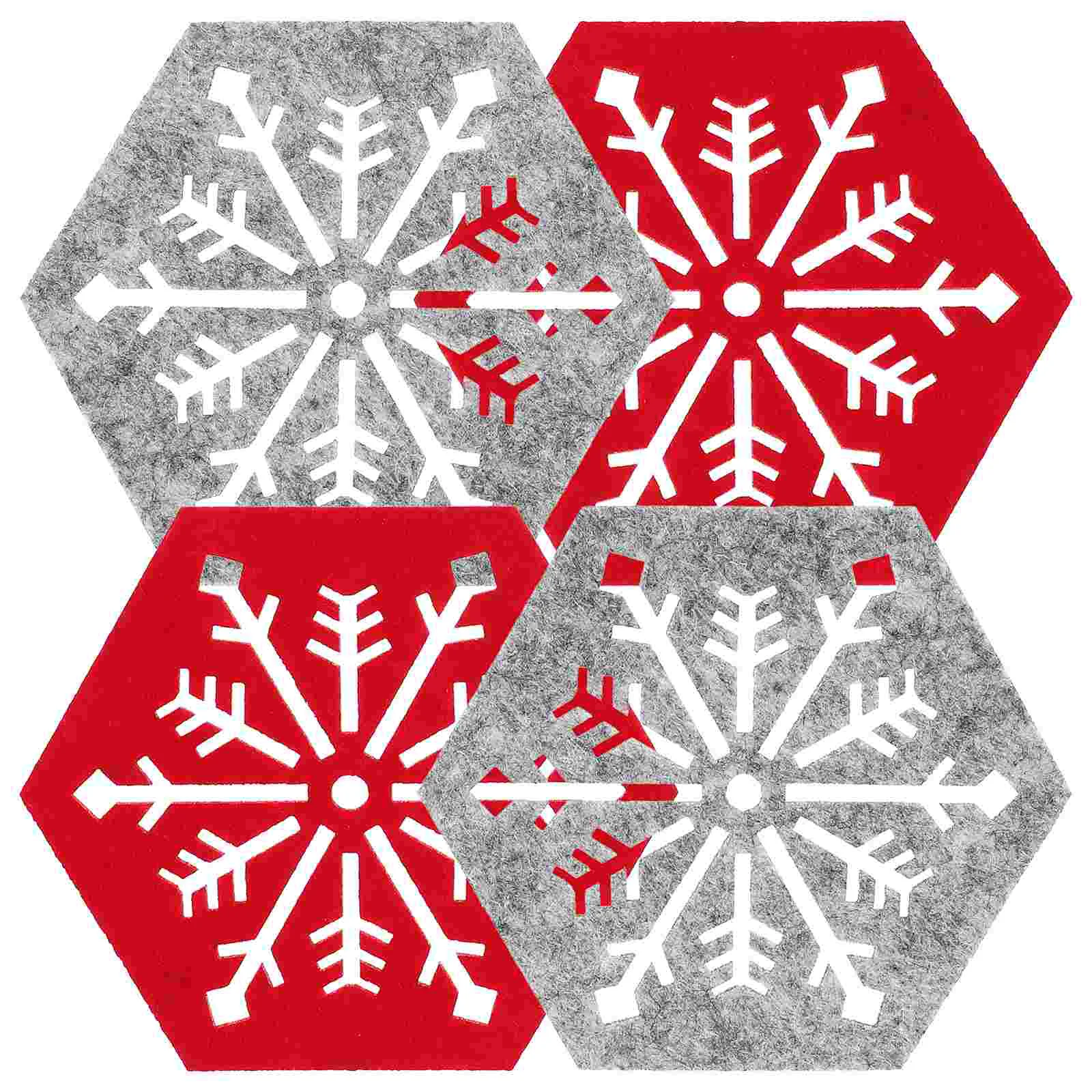 

4 Pcs Table Cup Mat Place Mats Placemat Tabletop Hexagon Cloth Christmas Themed Placemats Home