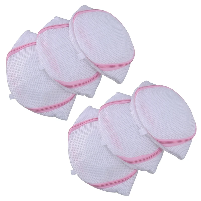 

Laundry Nets, Washing Bag, Set Of 6, Proteger Bra, Delicate Clothing Or Fragile, Size - 15Cm H X 17Cm Dia (White + Pink)