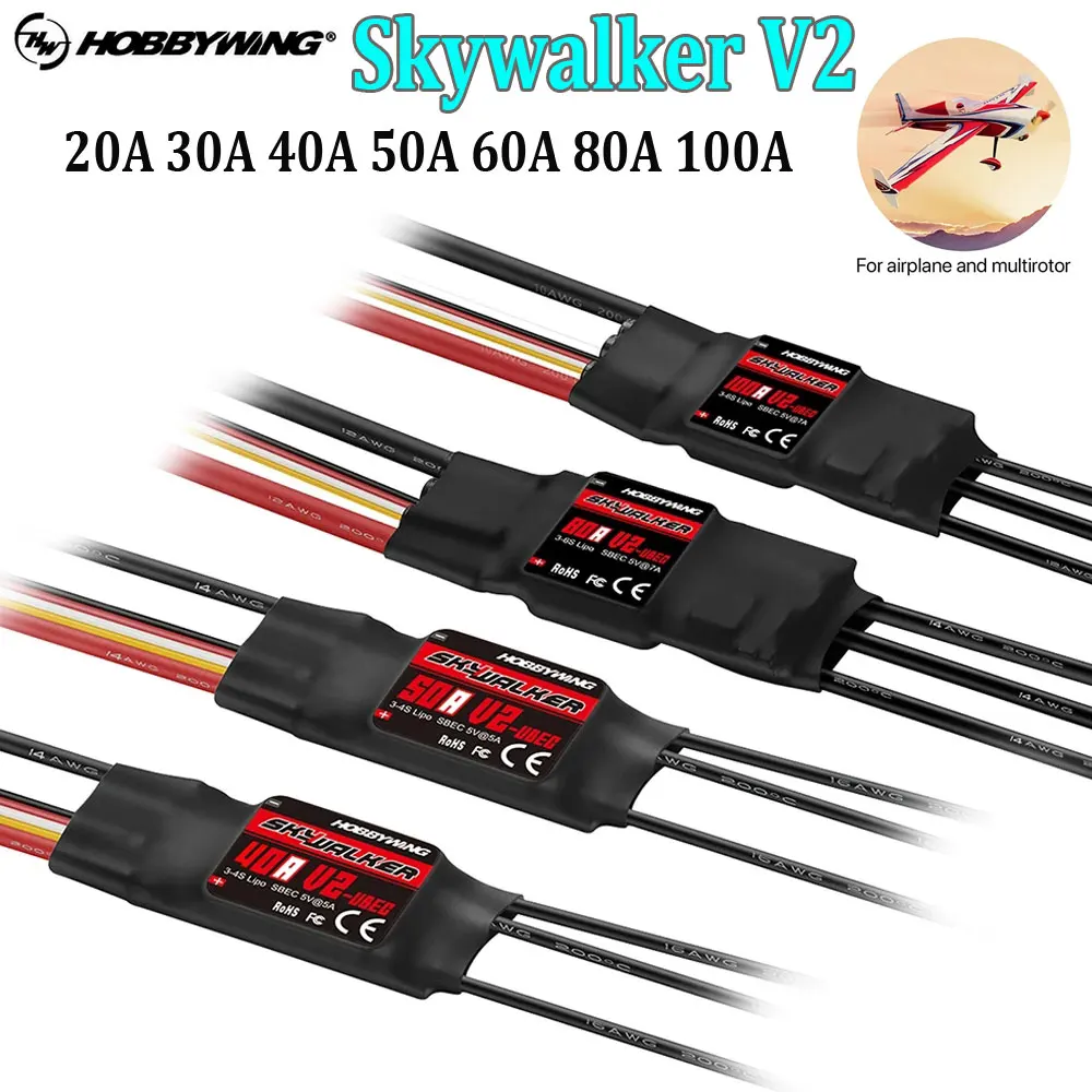Бесщеточный Регулятор Скорости Hobbywing Skywalker V2 20A 30A 40A 50A 60A 80A 100A ESC 3 ~ 6S W/функция