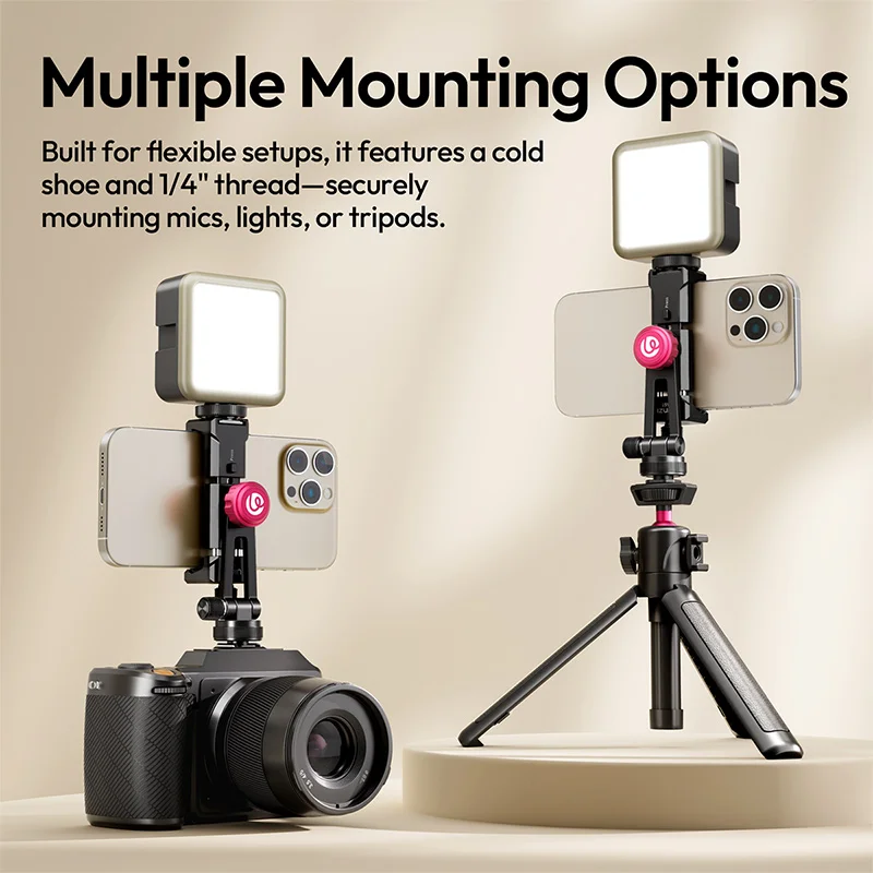 Фото Ulanzi MA51 QuickClip Phone Clamp / MA61 QuickClip Phone Clamp с креплением для холодной башмака для камеры телефона для путешествий на открытом воздухе Livestream №1