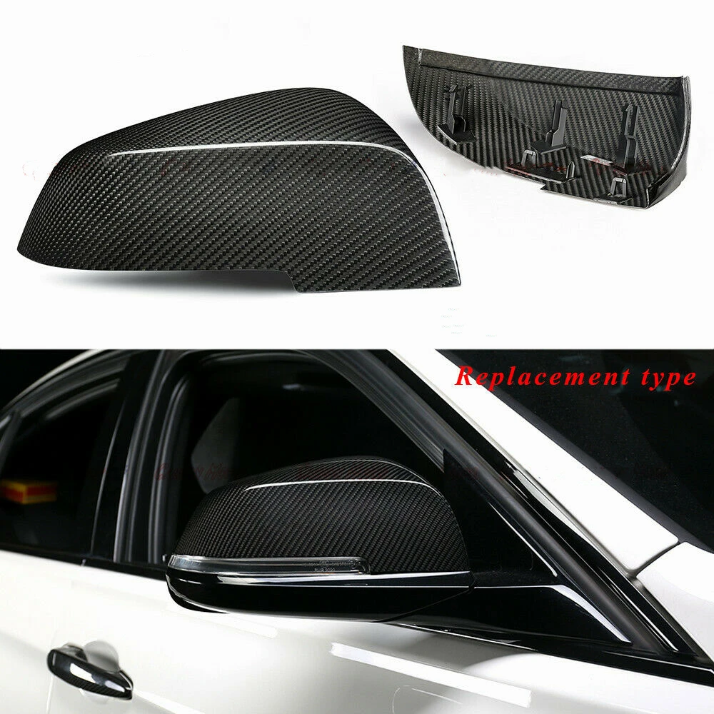 

2PCS Dry Carbon Fiber Mirror Cover Rear View Case Reverse Cap Shell For BMW F20 F21 F22 F87 M2 F32 F33 X1 E85 2013-2018