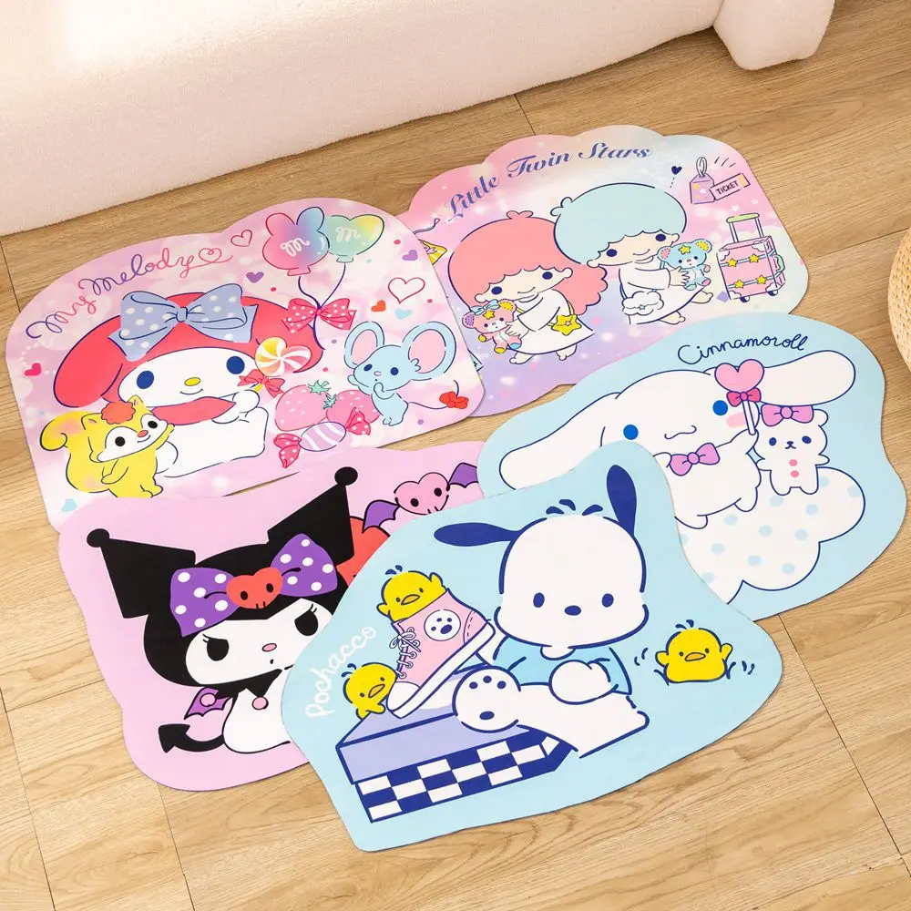 

Kawaii Sanrio Kuromi My Melody Cinnamoroll Bathroom Entrance Rug Cartoon Anime Absorbent Carpet Kitchen Anti-Slip Floor Mat